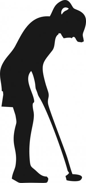 Female Golfer Silhouette Laser Cut Appliques (Size: 9"H, Direction: facing right)