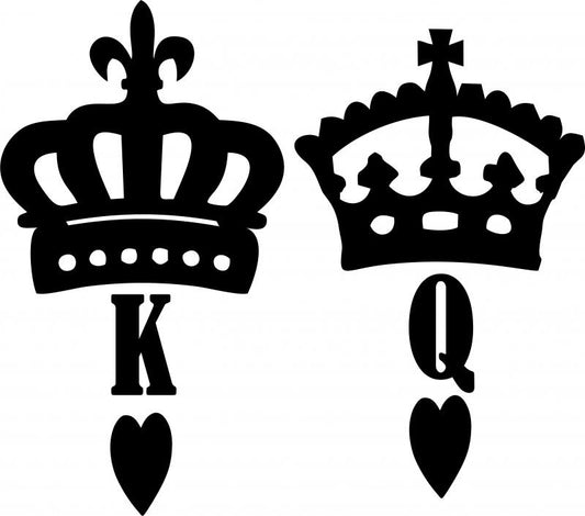 K&Q, Crown, Heart Set Laser Cut Silhouettes (Size: 8"H)