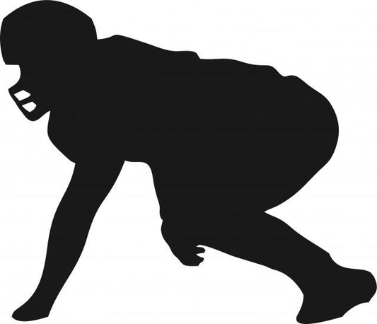 Football Lineman Silhouette Laser Cut Appliques (Size: 8"W, Direction: facing left)