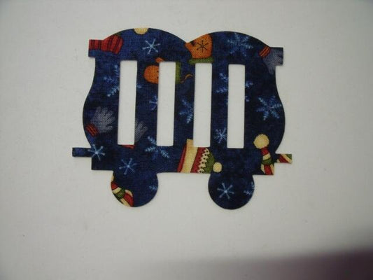 Christmas Train Zoo Car Laser Cut Appliques (Size: with FUSIBLE - 5"H, Color: Blue Hats & Mittens )