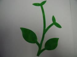 Flower Stem w/Leaf Large Laser Cut Appliques (Size: normal, Color: Tonal -  Green )