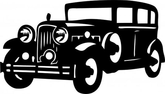 Antique Vintage 1930's Sedan Silhouette Laser Cut Appliques (Size: with FUSIBLE - 10"W, Direction: facing left)