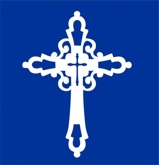 Cross #2 Silhouette Laser Cut Appliques (Size: 9"H, Color: White)
