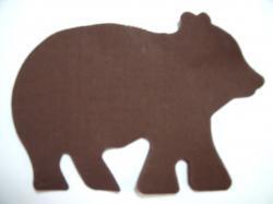 Bear Laser Cut Appliques  (Size: with FUSIBLE - 4"W, Color: Brown , Direction: Facing left)