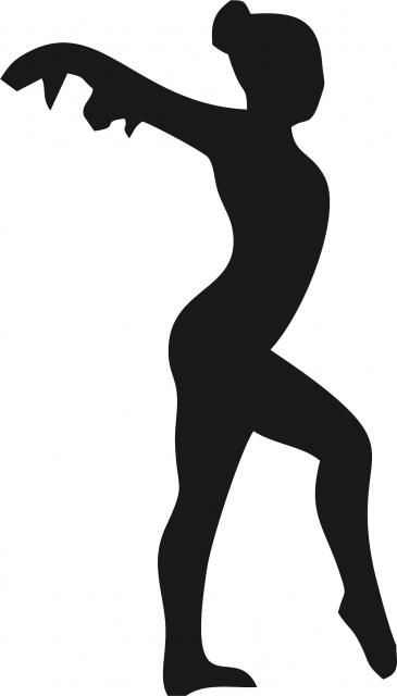Gymnast Silhouette Laser Cut Appliques (Size: with FUSIBLE - 9"H, Direction: facing right)