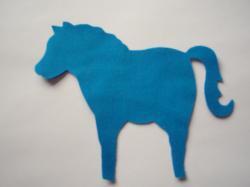 Horse Laser Cut Appliques (Size: with FUSIBLE - 6"H, Color: Blue , Direction: Facing right)