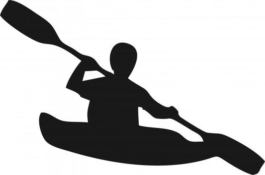 Kayaker Silhouette Laser Cut Appliques (Size: with FUSIBLE - 10"W, Description: facing right)