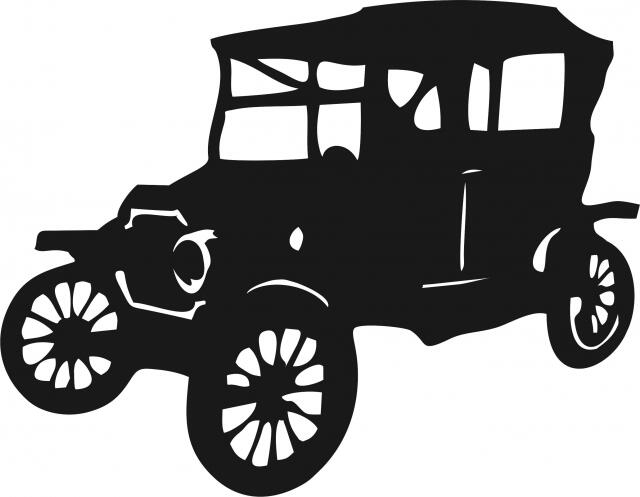 Antique Vintage 1910's Sedan Silhouette Laser Cut Appliques (Size: 10"W, Direction: facing left)