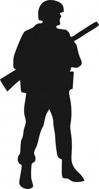 Soldier Standing w/Rifle Laser Cut Appliques (Size: with FUSIBLE - 10"H, Direction: facing right)