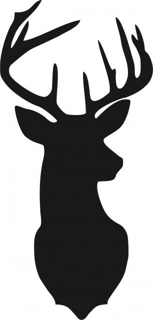 Deer Head #2 Laser Cut Appliques (Size: with FUSIBLE - 10"H, Direction: head turned right)
