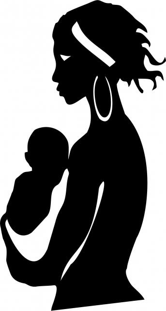 African Woman - Malaika Silhouette Laser  Cut Appliques (Size: with FUSIBLE - 8"H, Direction: facing left)