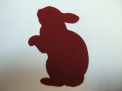 Easter Rabbit Laser Cut Appliques (Size: with FUSIBLE -  6"H, Color: Red , Direction: Facing left)