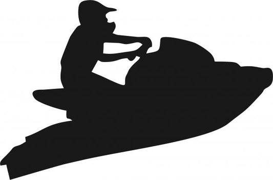Jet Skier Silhouette Laser Cut Appliques (Size: with FUSIBLE - 10"H, Direction: facing right)