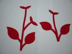 Flower Stem w/Leaf Laser Cut Applique Sets (Size: with FUSIBLE , Color: Red )