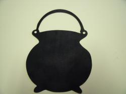 Cauldron w/Handle Laser Cut Appliques (Size: with FUSIBLE - 4"W, Color: Tonal - Black)