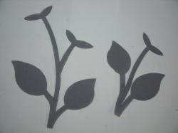 Flower Stem w/Leaf Laser Cut Applique Sets (Size: set, Color: Gray)