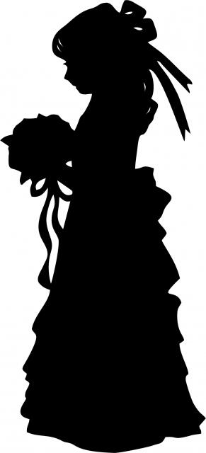 Flower Girl Silhouette Laser Cut Applique (Size: WITH Backing - 8"H, Direction: Facing Left)
