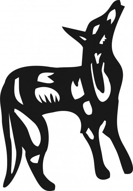 Coyote Symbol Silhouette Laser Cut Appliques (Size: 10"W, Direction: facing right)