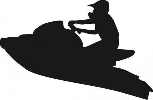 Jet Skier Silhouette Laser Cut Appliques (Size: 10"H, Direction: facing left)