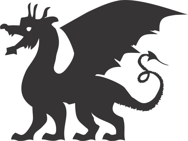 Dragon #3 Silhouette Laser Cut Appliques (Direction: Facing left, Size: with FUSIBLE - 12"W)