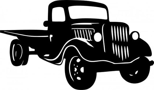 Antique Vintage Flat Bed Truck Silhouette Laser Cut Appliques (Size: with FUSIBLE - 8"W, Direction: facing right)