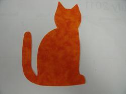 Halloween Cat Laser Cut Appliques (Size: with FUSIBLE - 6"H , Color: Tonal - Orange  , Direction: Facing left)