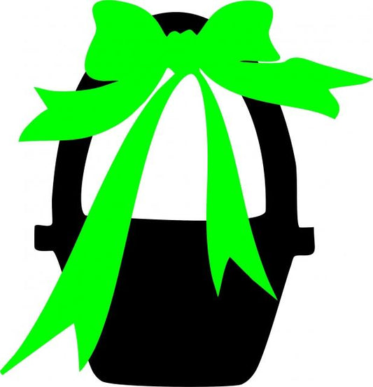 Flower Girl Basket with Bow Appliques (Color: Green Bow, Size: 9"H)