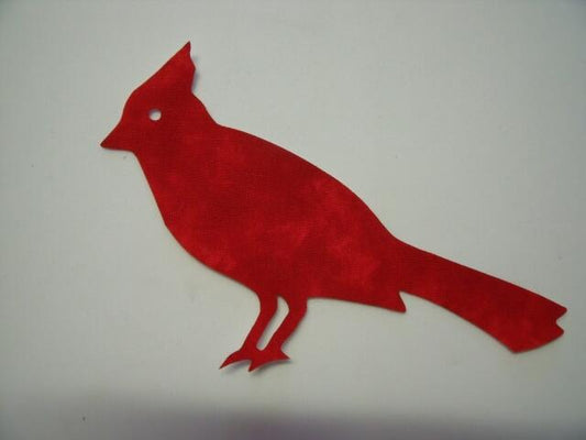 Cardinal  Laser Cut Appliques (Color: Tonal - Red, Size: with FUSIBLE - 5”H, Direction: Facing right)