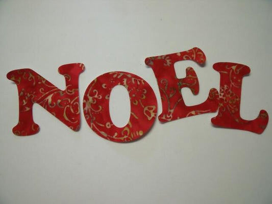 Christmas NOEL Letters Laser Cut Appliques (Size: with FUSIBLE - 5"H, Color: Red Filigree)