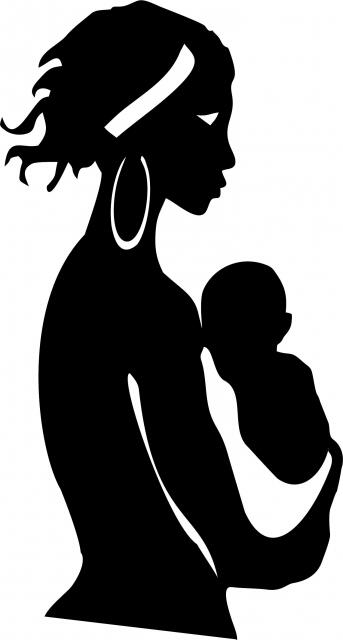 African Woman - Malaika Silhouette Laser  Cut Appliques (Size: with FUSIBLE - 8"H, Direction: facing right)