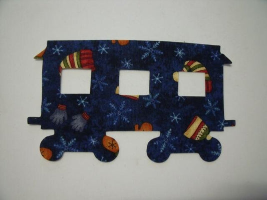Christmas Train Passenger Car Laser Cut Appliques (Size: 5"H, Color: Blue Hats & Mittens)