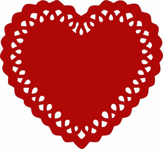 Lacey Heart Silhouette Laser Cut Appliques (Size: with FUSIBLE - 8"W, Color: red)