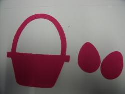 Easter Basket w/Eggs Laser Cut Appliques (Size: 6"H, Color: Hot Pink  )