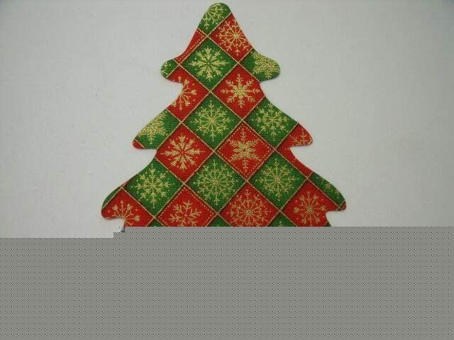 Christmas Tree Laser Cut Appliques (Size: 4"H, Color: Green & Red Metallic Snowflakes)