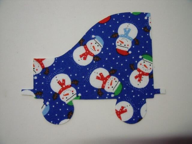 Christmas Train Coal Car Laser Cut Appliques (Size: 6"H, Color: Blue Snowmen, Direction: Facing right)