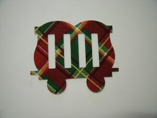 Christmas Train Zoo Car Laser Cut Appliques (Size: with FUSIBLE - 5"H, Color: Red & Green Plaid)