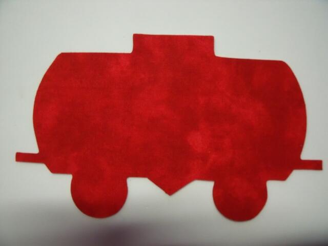 Christmas Train Tank Car Laser Cut Appliques (Size: with FUSIBLE - 5"H, Color: Tonal - Red)