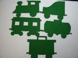 Christmas Train Set of 5 cars Laser Cut Appliques (Size: 5"H, Color: Green  , Direction: Facing right)