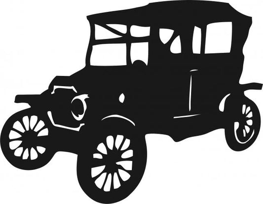 Antique Vintage 1910's Sedan Silhouette Laser Cut Appliques (Size: with FUSIBLE - 10"W, Direction: facing left)