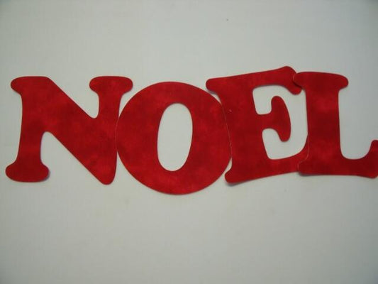 Christmas NOEL Letters Laser Cut Appliques (Size: with FUSIBLE - 5"H, Color: Tonal - Red)
