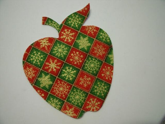Christmas Apple Laser Cut Appliques (Size: 4"H, Color: Red & Green Metallic Snowflakes)