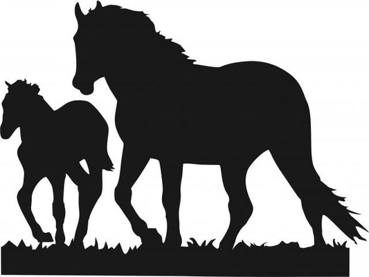 Horse - Stallion & Colt Laser Cut Silhouettes  (Size: with FUSIBLE - 8"W, Direction: facing left)