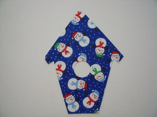 Christmas Birdhouse Laser Cut Appliques (Size: with FUSIBLE - 5"H, Color: Blue Snowmen)
