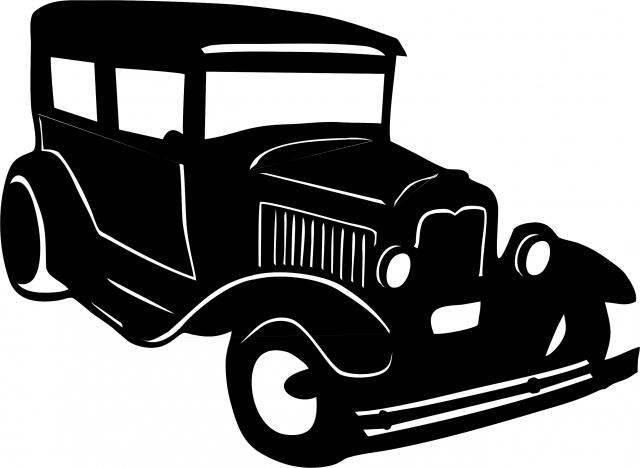 Antique Vintage 1920's Sedan Silhouette Laser Cut Appliques (Size: with FUSIBLE - 10"W, Direction: facing right)