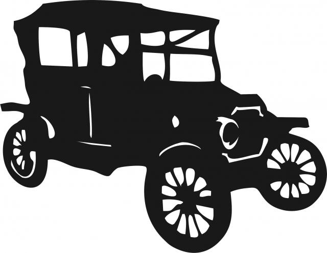 Antique Vintage 1910's Sedan Silhouette Laser Cut Appliques (Size: with FUSIBLE - 10"W, Direction: facing right)