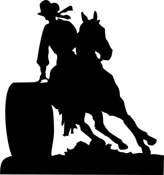 Cheyenne's Barrel Racer Silhouette Laser Cut Appliques (Direction: facing left, Size: 9"H)