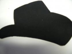 Cowboy Hat Laser Cut Appliques (Size: 4"W, Color: Black  , Direction: Facing left)