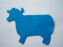 Cow Laser Cut Appliques (Size: 4"W, Color: Blue  , Direction: Facing right)