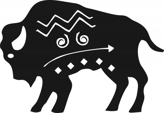 Buffalo Symbol Silhouette Laser Cut Appliques (Size: with FUSIBLE - 8"W, Direction: facing left)