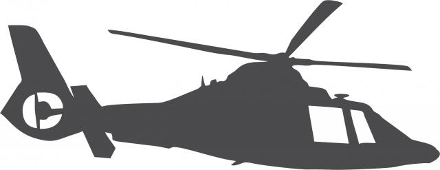 Helicopter Dolphin-65 Silhouette Laser Cut Appliques (Direction: facing right, Size: 7"W)